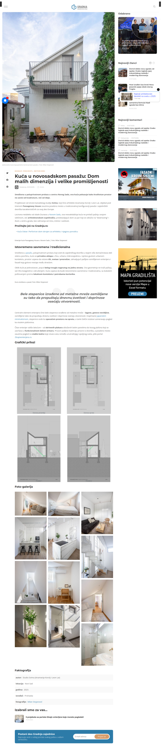 Moje fotografije objavljenje na sajtu gradnja.rs, screen capture.